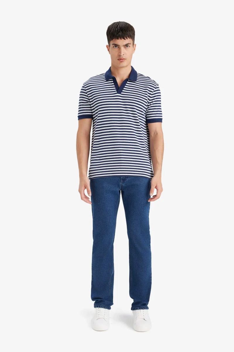 DeFacto Regular Fit Short Sleeve Striped Polo Shirt