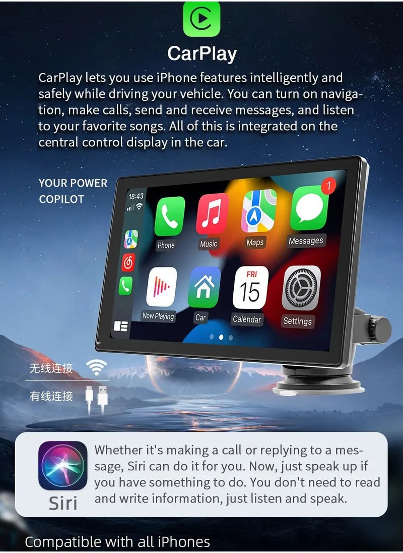 Generic - 9 inch touch screen car multimedia Wi-Fi video player wireless screen for all types of cars and trucks for Android and iphone devices  / Mirror Link - Image 1