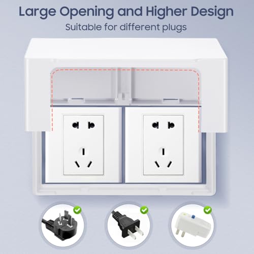 Uonlytech Flip Weatherproof Outlet Cover Water Proof Socket Box Self Adhesive Receptacle Protector for Outside Home - Image 4