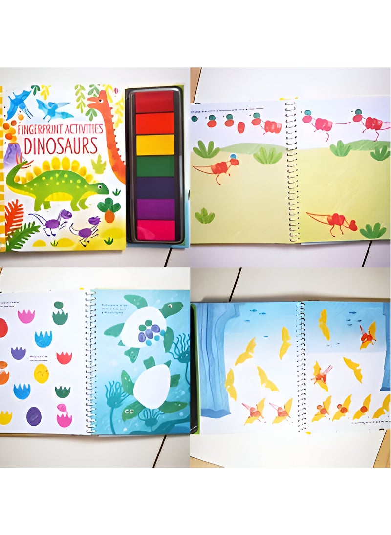 Fingerprint Art Activity Coloring Dot Making Sheets With Pens Paints for Kids Boys Girls Ages 3 4 5 6 Birthday Party Favor Fun Gift Idea DIY Summer Fun Travel Arts Crafts Supplies