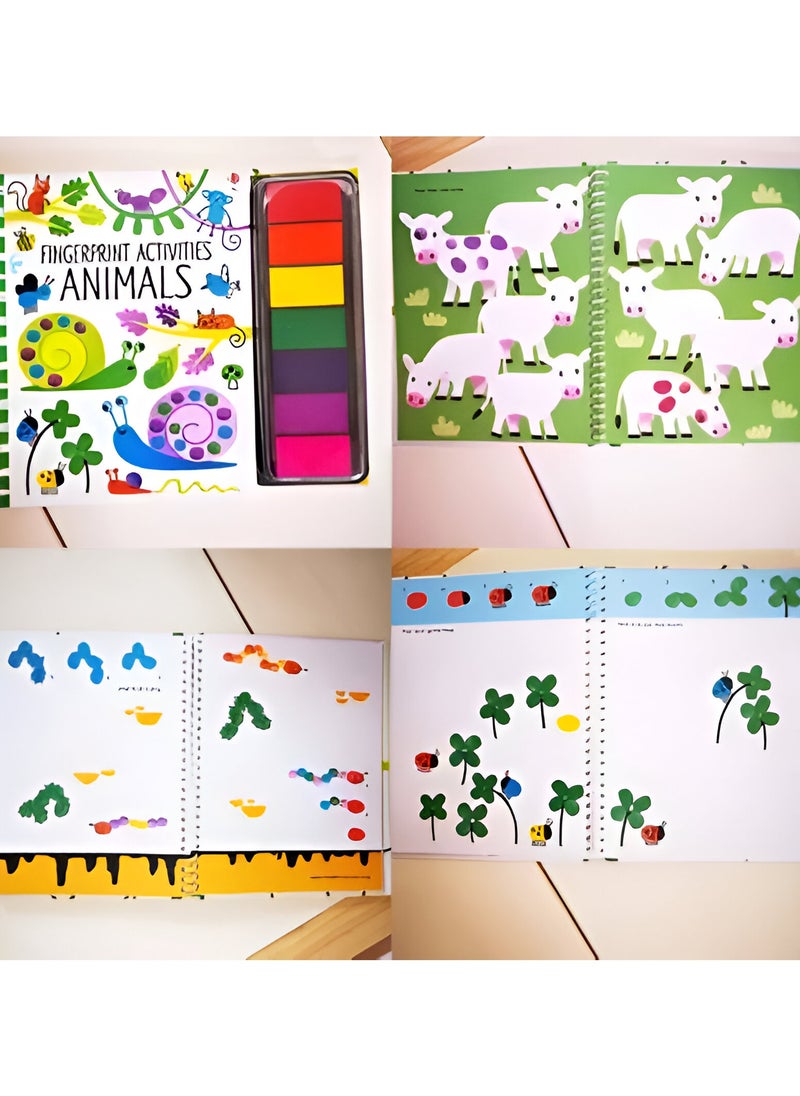 Fingerprint Art Activity Coloring Dot Making Sheets With Pens Paints for Kids Boys Girls Ages 3 4 5 6 Birthday Party Favor Fun Gift Idea DIY Summer Fun Travel Arts Crafts Supplies