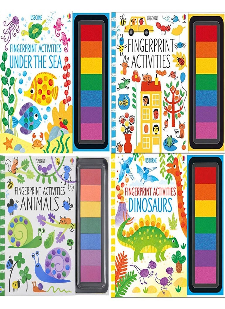 Fingerprint Art Activity Coloring Dot Making Sheets With Pens Paints for Kids Boys Girls Ages 3 4 5 6 Birthday Party Favor Fun Gift Idea DIY Summer Fun Travel Arts Crafts Supplies