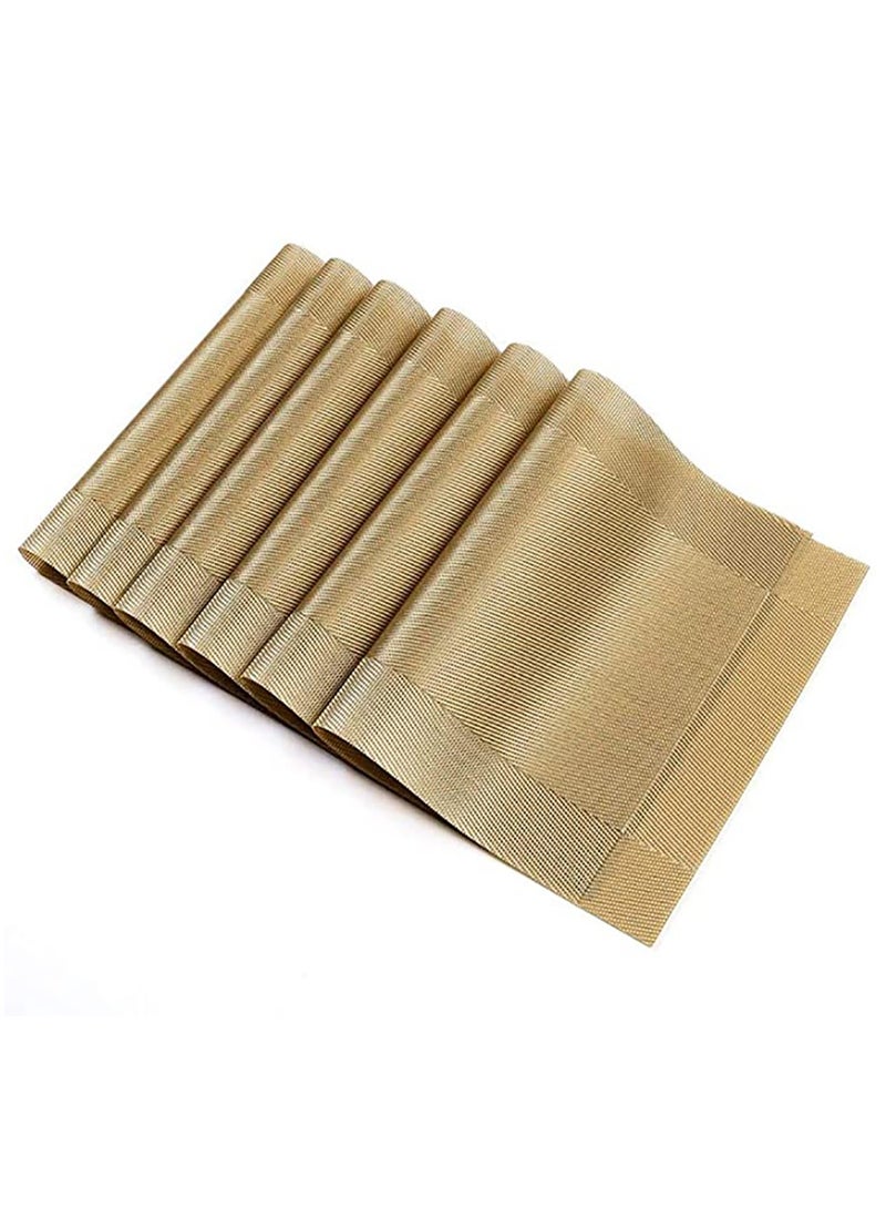 Excefore Placemats for Dining Table Mats, Set of 4 Dining Table Place Mats Washable Placemats Non-slip Heat Resistant PVC with Singel Border Decoration Rectangle for Kitchen Dinner Banquet - Image 1