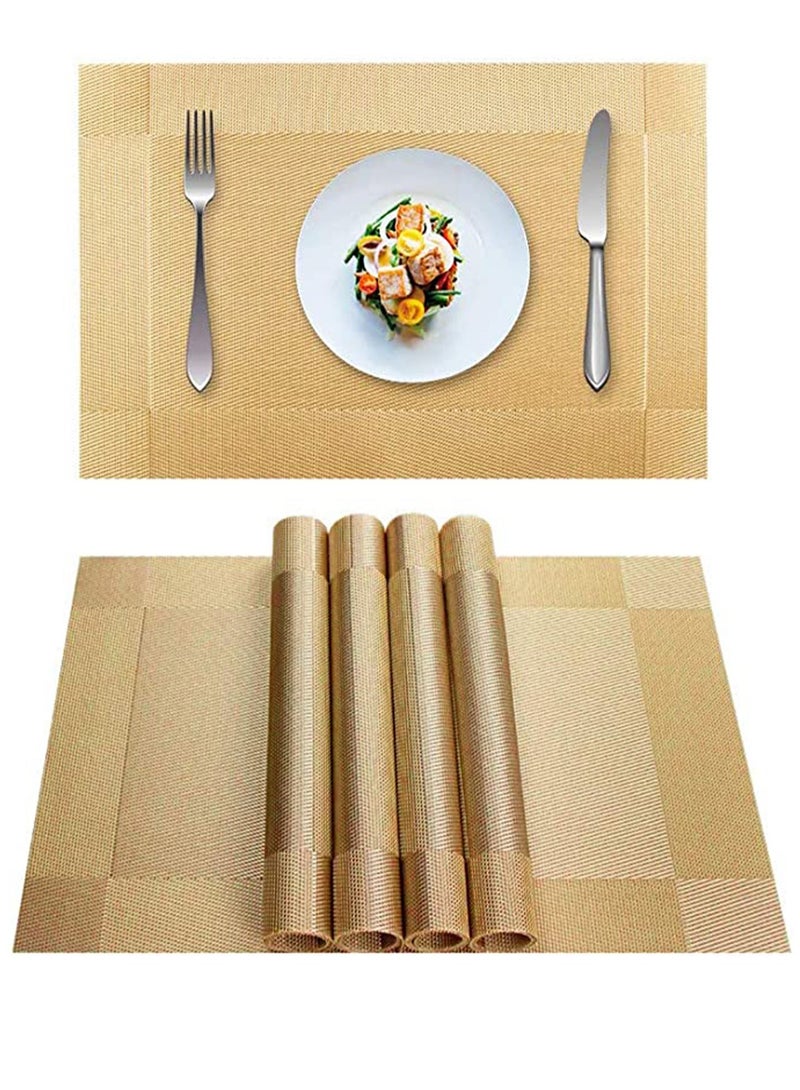 Excefore Placemats for Dining Table Mats, Set of 4 Dining Table Place Mats Washable Placemats Non-slip Heat Resistant PVC with Singel Border Decoration Rectangle for Kitchen Dinner Banquet - Image 3