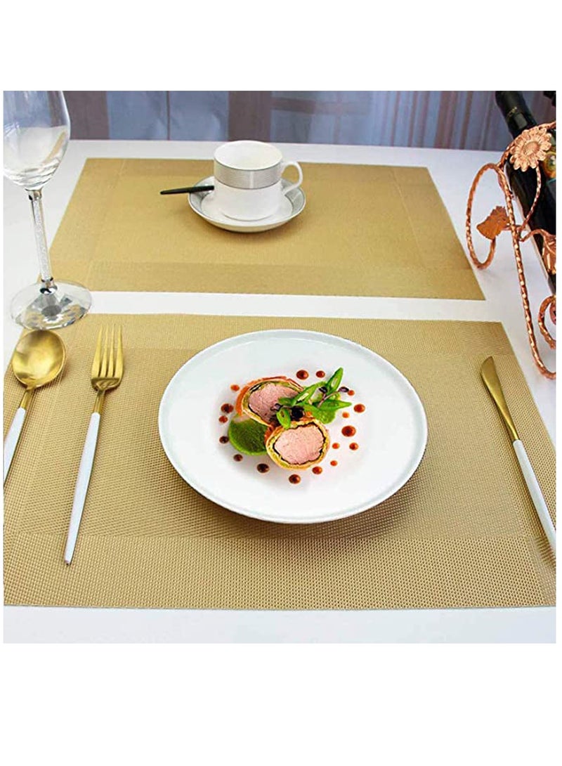 Excefore Placemats for Dining Table Mats, Set of 4 Dining Table Place Mats Washable Placemats Non-slip Heat Resistant PVC with Singel Border Decoration Rectangle for Kitchen Dinner Banquet - Image 2