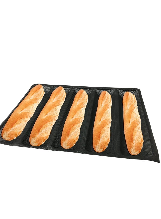 Hot Dog Molds Silicone Bread Forms Non Stick Bakery Trays For Sub Roll Toasting 5 Loaves 12 Sheets - Image 1