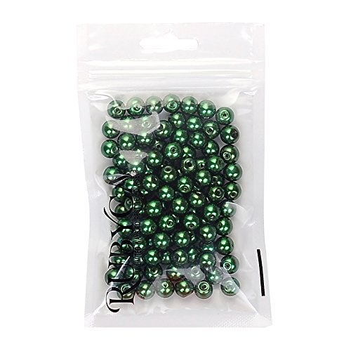 RUBYCA 200Pcs Czech Tiny Satin Luster Glass Pearl Round Beads DIY Jewelry Making 8mm Dark Olivine - Image 2
