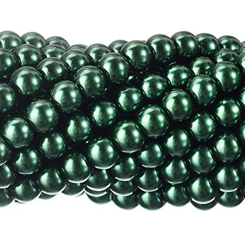 RUBYCA 200Pcs Czech Tiny Satin Luster Glass Pearl Round Beads DIY Jewelry Making 8mm Dark Olivine - Image 5