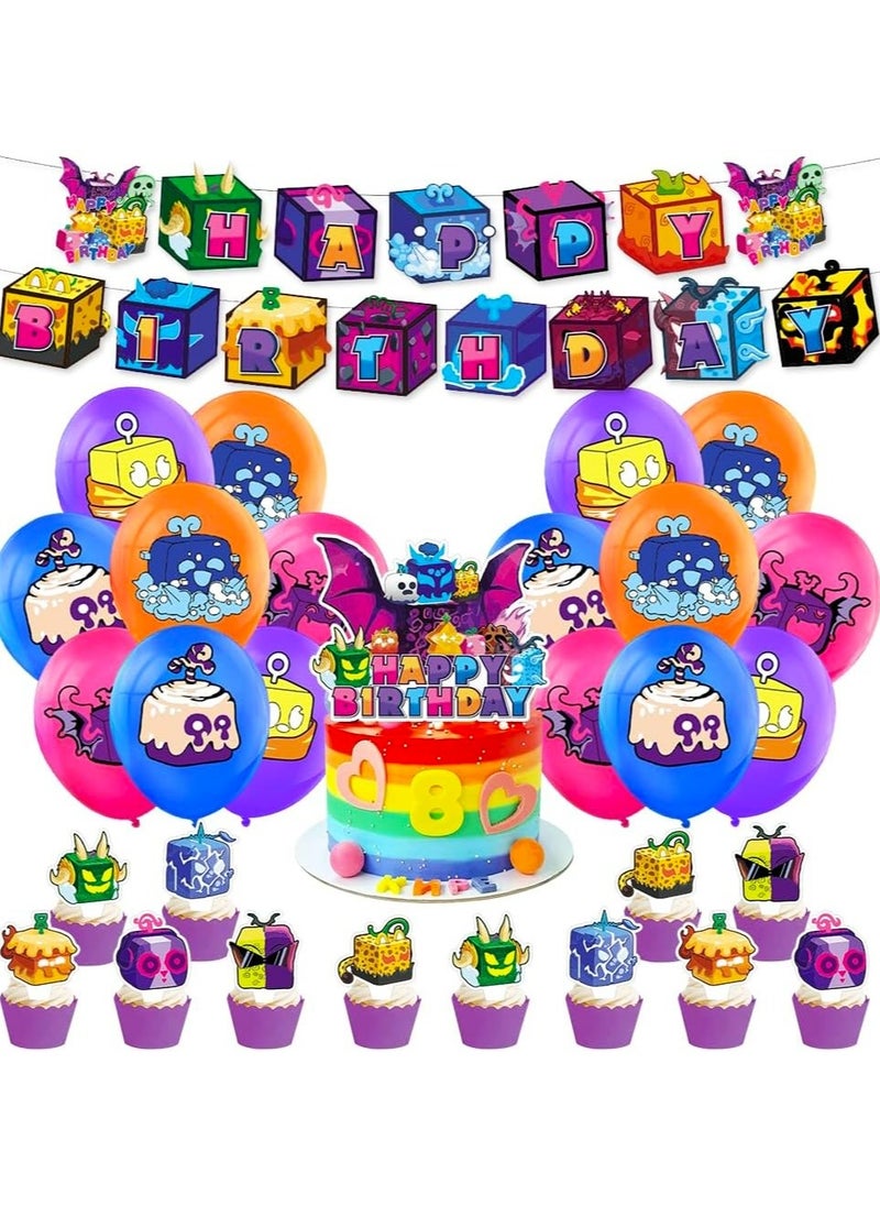 Blox Fruits Birthday Party Decoration Set, Blox & Roblox Fruit New Video Game Happy Birthday Banner, Balloons Cake Cupcake Toppers Birthday Party Supplies for Kids, Boys & Girls- 44 Pcs. - pzsku/Z3F2D62F56E33BE0A29FAZ/45/_/1729924982/70b7a52e-ba49-43ed-9fdd-9f223bd0f8eb