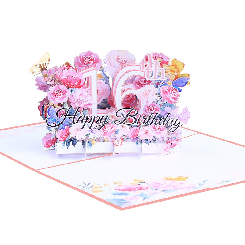 Creative Ins Flower Three-Dimensional Birthday Greeting Card Laser Hollow Writing Gift Small Fresh Handmade Blessing Special Paper - Image 1