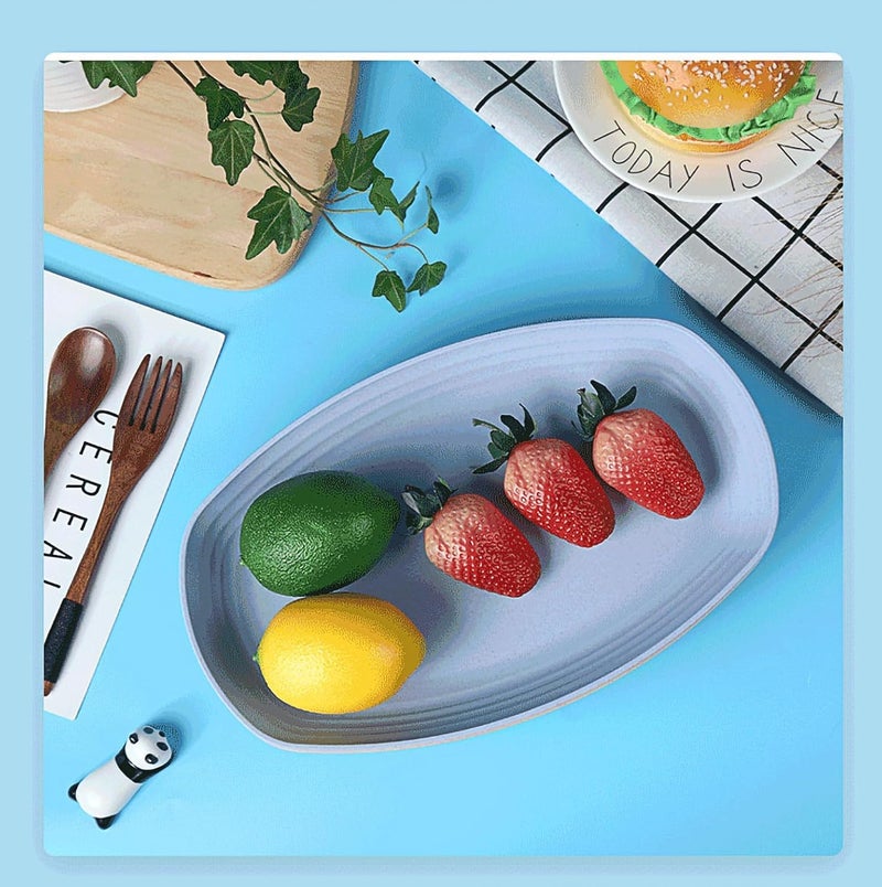 Takositio Takositio Flat Dinner Plates Set for Plastic Tray Microwave and Dishwasher Safe Wheat Straw for Kitchen Unbreakable Kids Plates Lightweight Tray for Kitchen Set of 4 Random Color  - Image 5