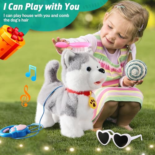 Marsjoy Husky Walking Barking Dog for Kids Interactive Musical Puppy Robot Repeats What You Say, Realistic Licking Tongue Wagging Tail Remote Control Toddler Toys for Girls and Boys Birthday Gifts - Image 5
