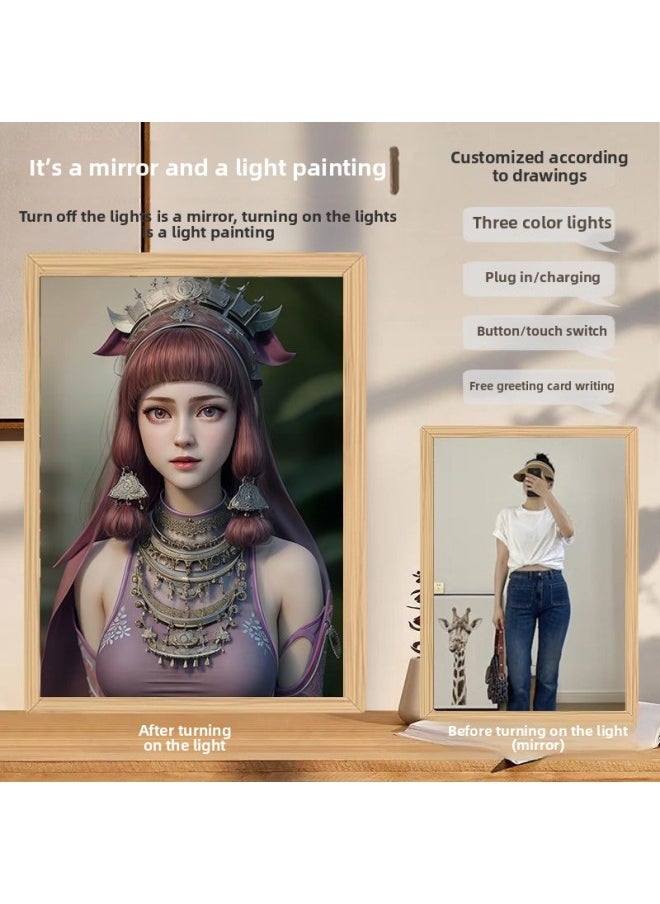 Generic - DIY Mirror Light Painting Bad People Of Rivers And Lakes Ji Ruxue Li Nebula Peripheral Simple Three-dimensional Fill Light-Specifications:jz-41-8 Ji Ruxue_rechargeable Battery 3-color Touch Switch Gift Bag Gift Box Bag - Image 1