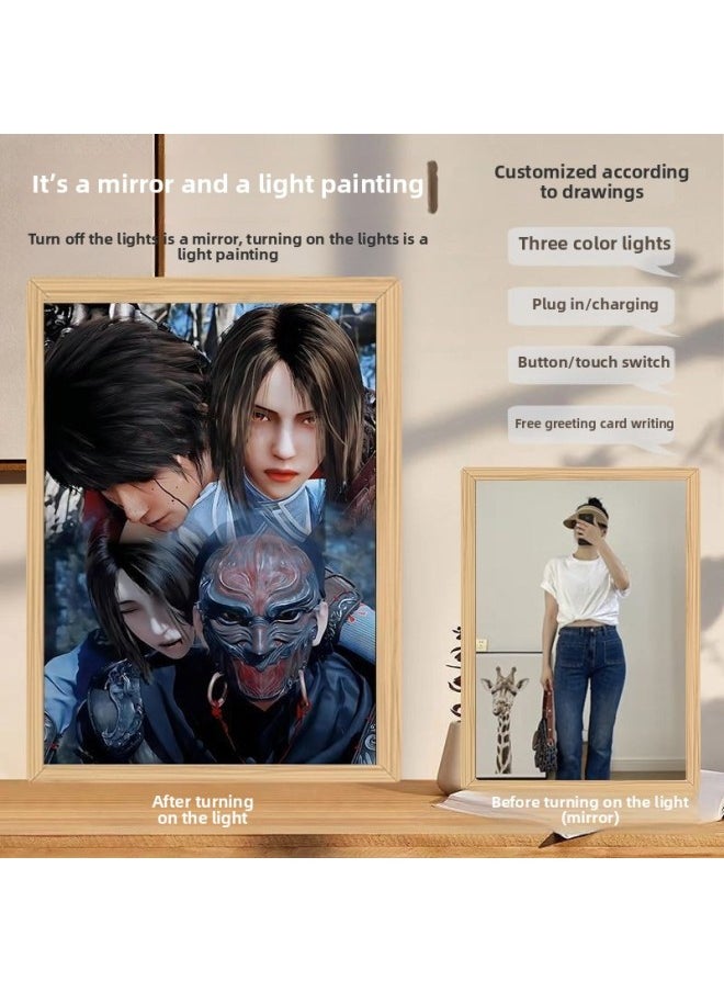 Generic - DIY Mirror Light Painting Bad People Of Rivers And Lakes Ji Ruxue Li Nebula Peripheral Simple Three-dimensional Fill Light-Specifications:jz-41-8 Ji Ruxue_rechargeable Battery 3-color Touch Switch Gift Bag Gift Box Bag - Image 1