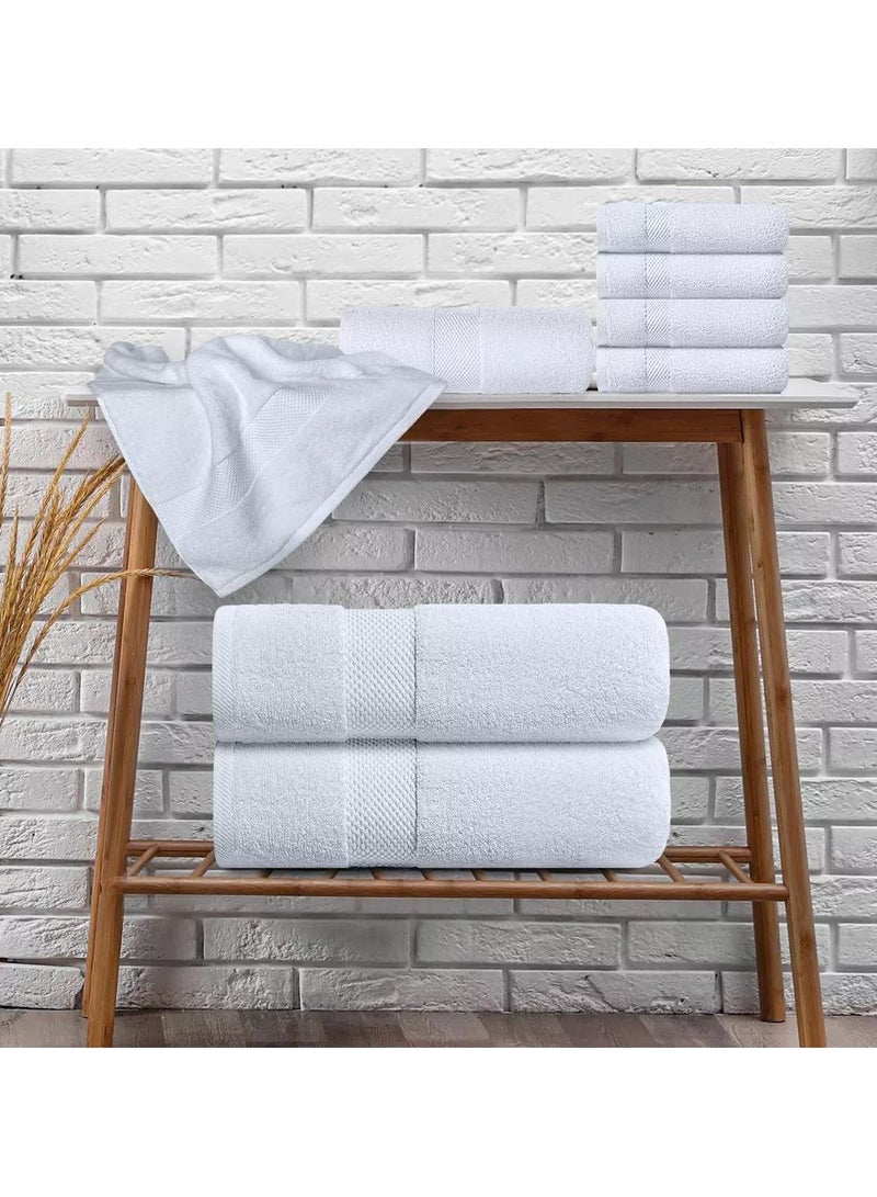 COMFY 8 PIECE HIGHLY ABSORBENT COMBED COTTON 600 GSM TOWEL SET - WHITE - Image 3