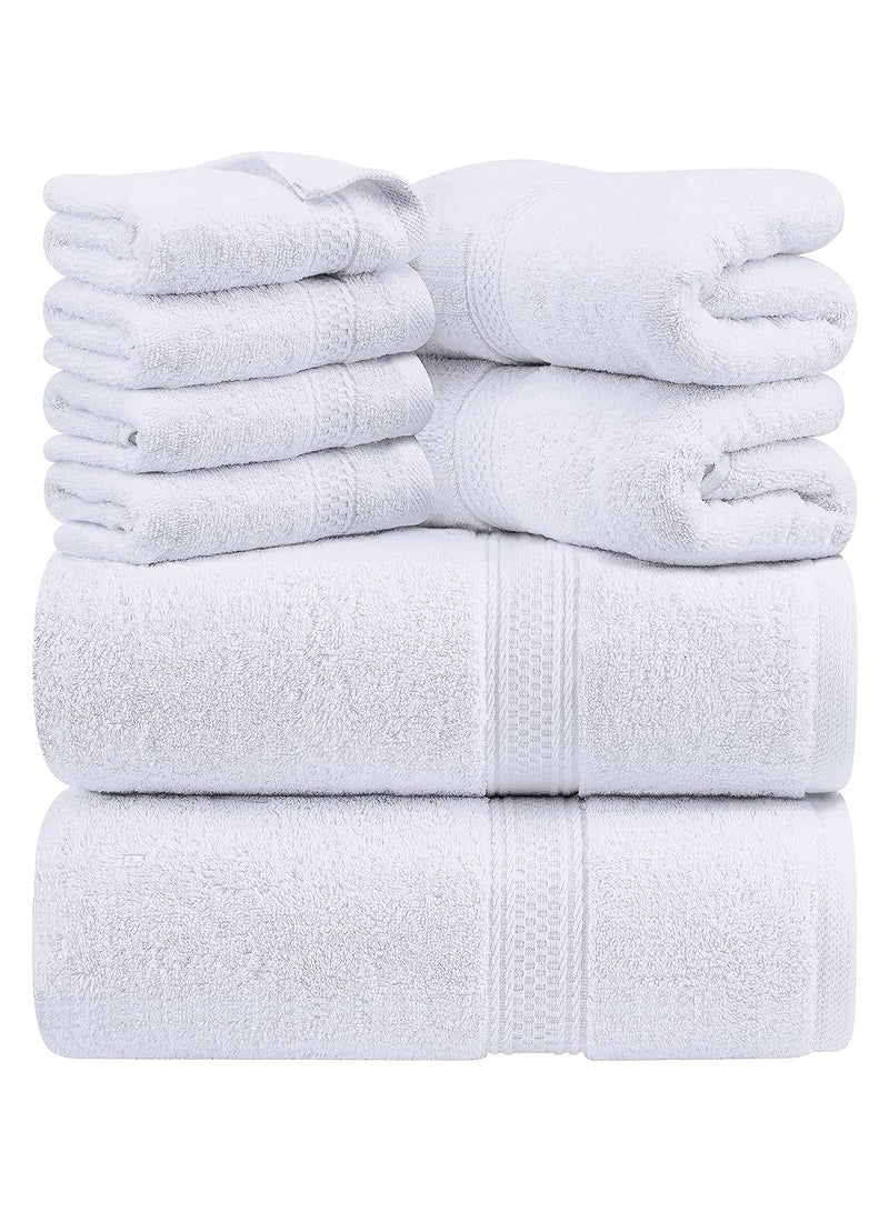 COMFY 8 PIECE HIGHLY ABSORBENT COMBED COTTON 600 GSM TOWEL SET - WHITE - Image 4