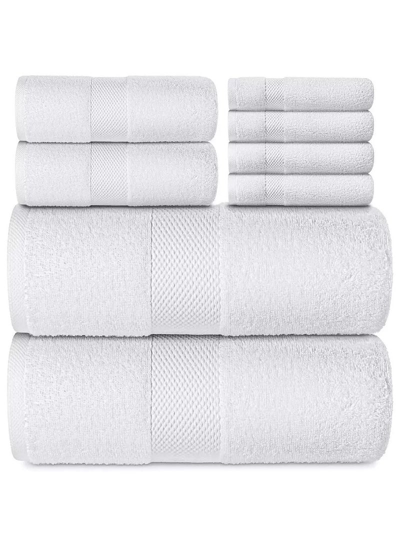 COMFY 8 PIECE HIGHLY ABSORBENT COMBED COTTON 600 GSM TOWEL SET - WHITE - Image 1