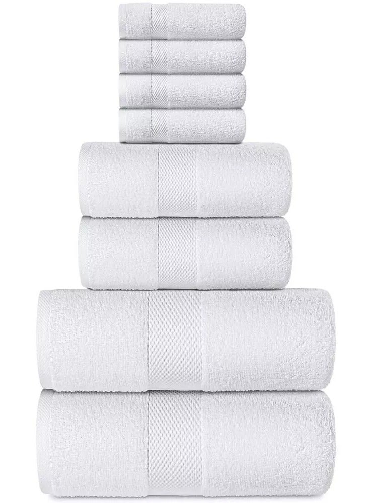 COMFY 8 PIECE HIGHLY ABSORBENT COMBED COTTON 600 GSM TOWEL SET - WHITE - Image 2