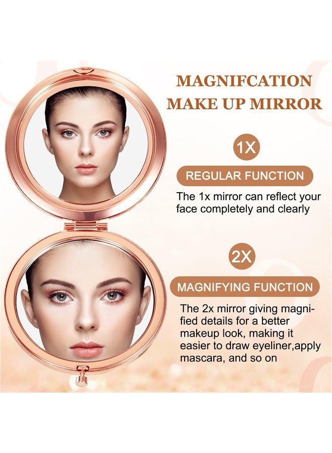 Cindeer 100 Pcs Small Compact Mirror Folding Pocket Makeup Mirror Round Hand Held Mirror Cosmetic Magnifying Compact Mirror Rhinestone Mirror with 1X/2X Magnification for Women Girls Travel(Vintage Colors)  - Image 5