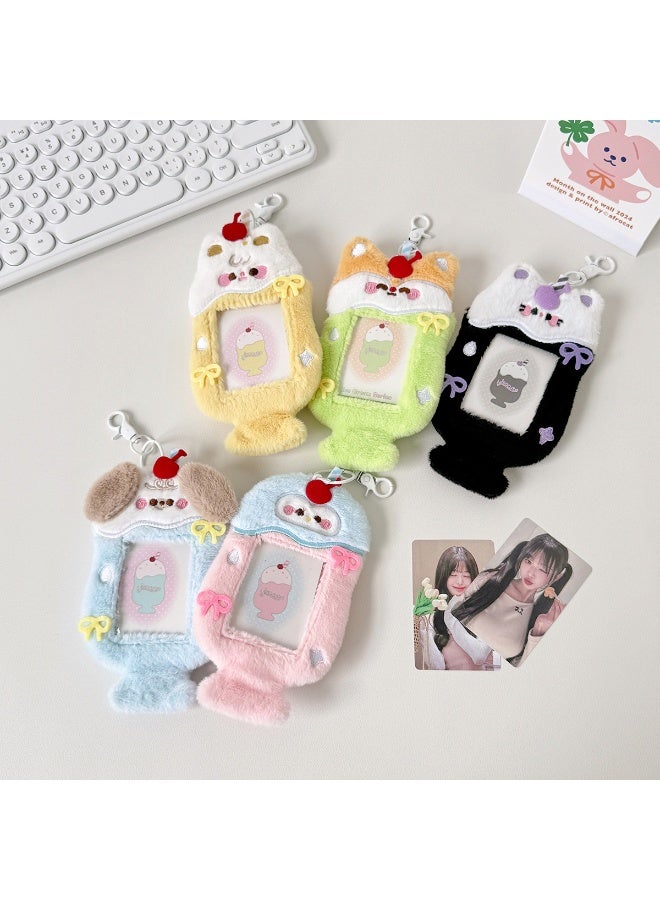 NIBEMINENT 1 - Piece Original Cute Animals Kpop Photo Card Holder Pendant Key Chain ID Badge Holder ID Card Holder Photo Card Protector for School ID Office ID Access Card for Women Girls - Image 2
