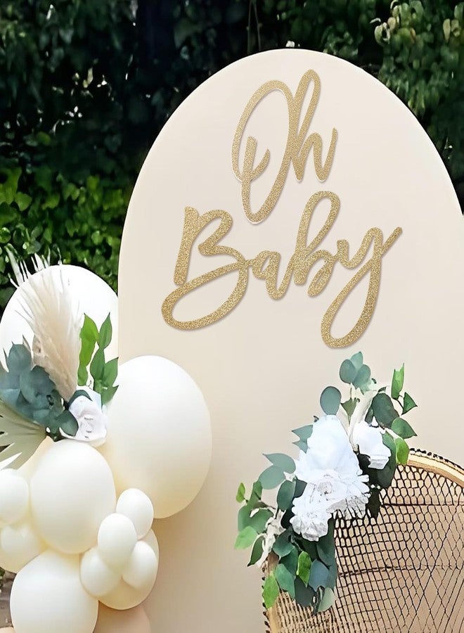 MASTRON 'Oh Baby' Sign for Backdrop - Felt Champagne Gold Baby Shower Banner Boy Girl Decorations Gender Reveal 1st Birthday Party Photography Background - Image 1
