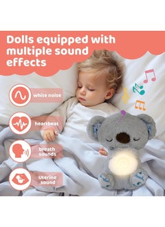 ShebSheb Baby Sound Machine Soothe Breathing Otter, Sensory Details Music Lights Rhythmic Breathing Motion Musical Baby Toy Plush for Newborns,Grey Koala(Battery Not Includ)  - Image 3