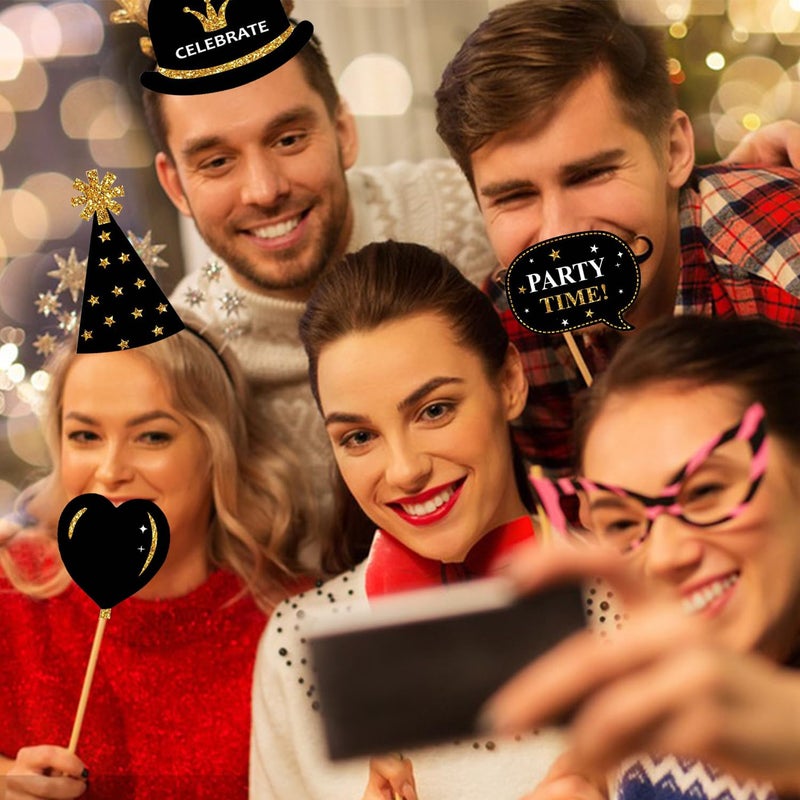 Intatikoo 38Pcs Funny Photo Booth Props with Sticks - Selfie Pose Signs for Birthday, Valentine's Day, Men Women Party Decorations - Image 3