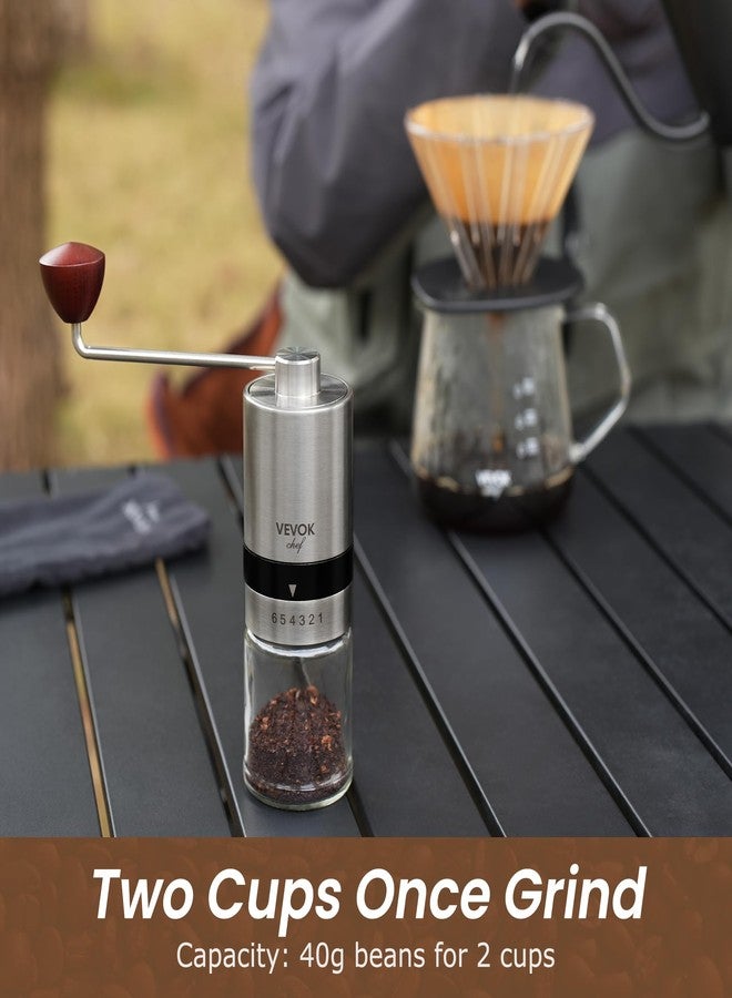 VEVOK CHEF Manual Coffee Grinder Stainless Steel Burr Grinder 6 External Adjustable Setting Vintage Hand Coffee Grinder Portable Hand Crank Conical Coffee Bean Grinder Mill for Home,Camping - Image 5