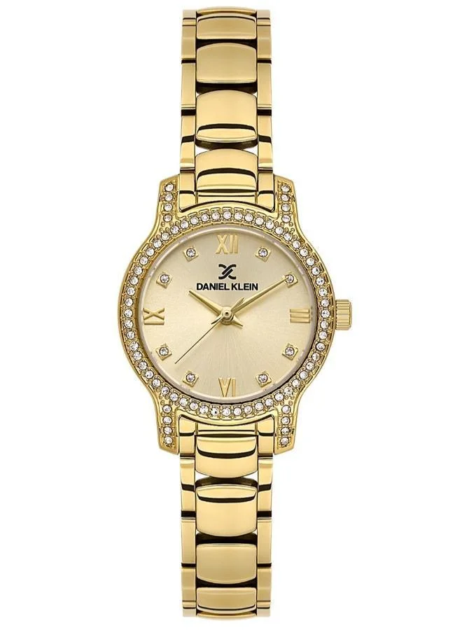 Daniel Klein Women's Stainless Steel Gold Alloy Case Analog Light Gold Round Sunray Dial Japanese Quartz Premium 30 Meters Water Resistant