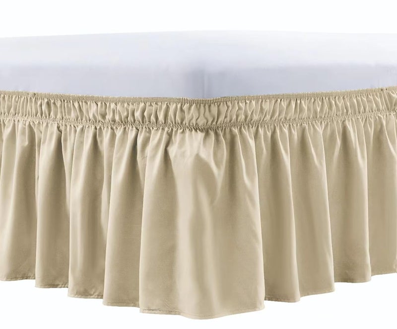 تنورة سرير كاملة في الثقافة الطازجة حول السرير السرير سرير كامل مناسبة مع 15 بوصة مصممة خصيص فندقية كشكش غبار لتنورة السرير بحجم كامل الحجم (بيج)