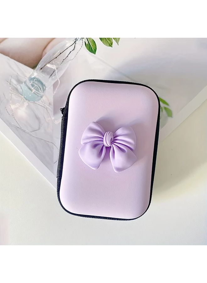 Blue Bow Shaped Tech Accessory Case Compact Electronics Organizer for Cables USB Drives - Image 5