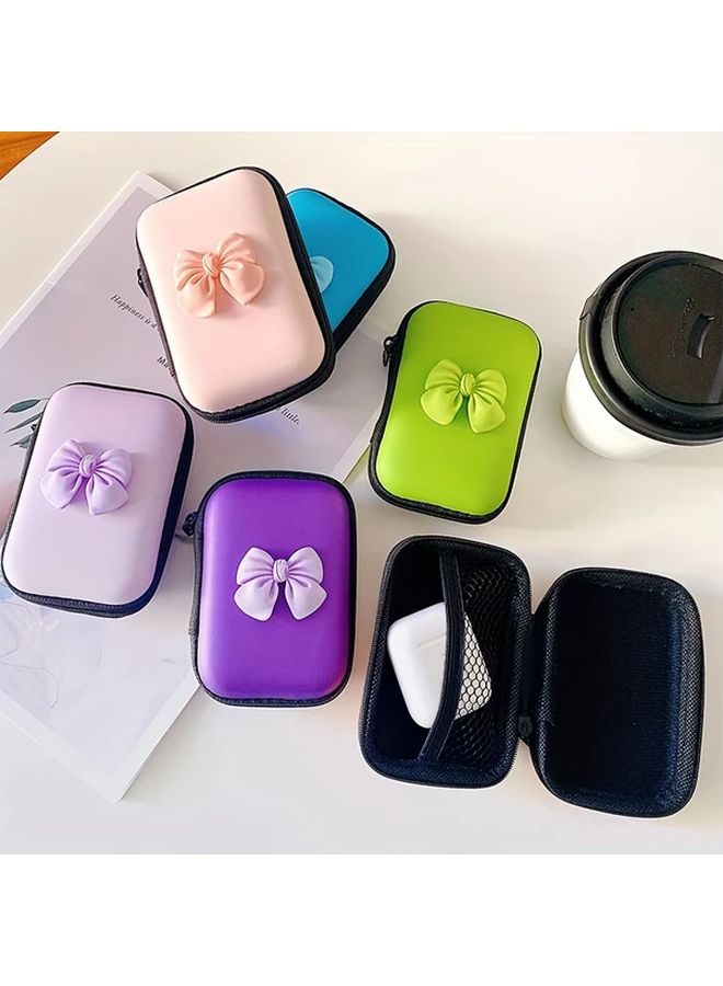 Blue Bow Shaped Tech Accessory Case Compact Electronics Organizer for Cables USB Drives - Image 2