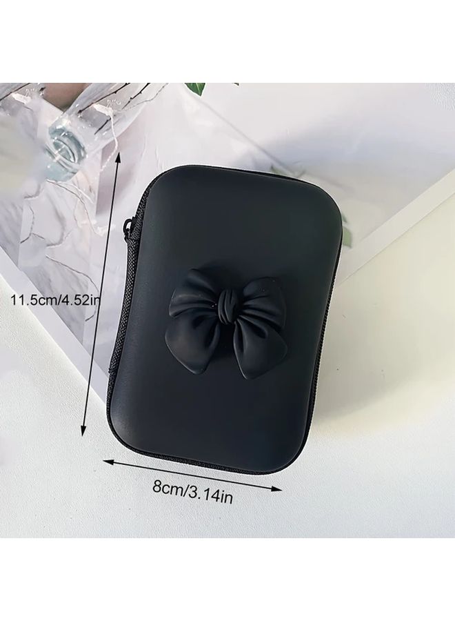 Blue Bow Shaped Tech Accessory Case Compact Electronics Organizer for Cables USB Drives - Image 3