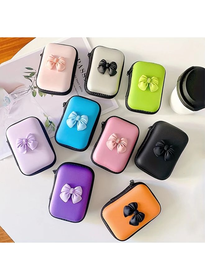 Blue Bow Shaped Tech Accessory Case Compact Electronics Organizer for Cables USB Drives - Image 1