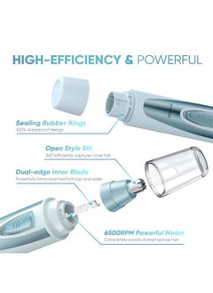 ZORAMI Ear and Nose Hair Trimmer Clipper - 2025 Professional Painless Eyebrow & Facial Hair Trimmer for Men Women, Battery-Operated Trimmer with IPX7 Waterproof, Dual Edge Blades for Easy Cleansing Blue  - Image 4