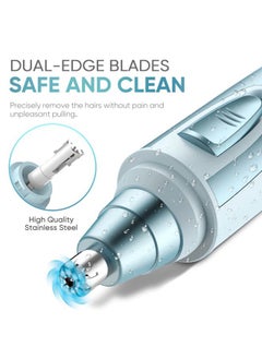 ZORAMI Ear and Nose Hair Trimmer Clipper - 2025 Professional Painless Eyebrow & Facial Hair Trimmer for Men Women, Battery-Operated Trimmer with IPX7 Waterproof, Dual Edge Blades for Easy Cleansing Blue  - Image 3