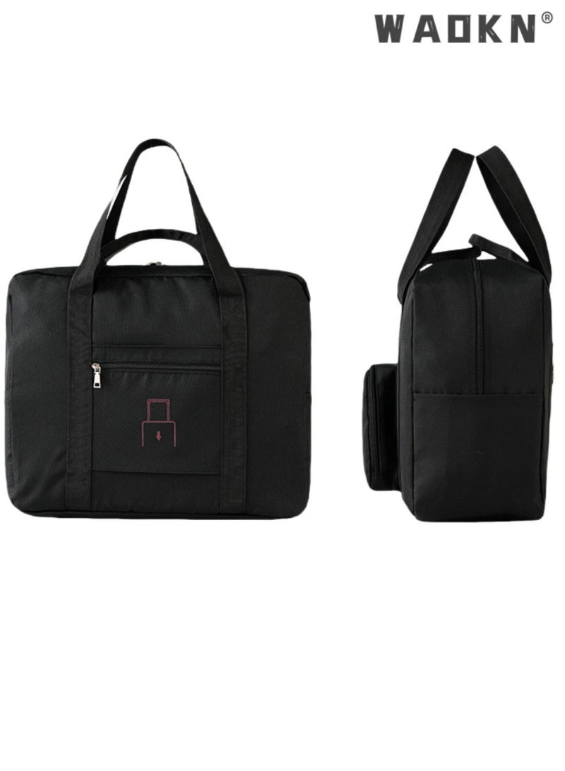 WAOKN Unisex Portable Foldable Backpack, Men's and Women's Large-capacity Outdoor Sports Bag Handbag Carry Bags, Portable Business Trip Trolley Bag Storage Bag Luggage Bag Travel Bag(Black)  - Image 4