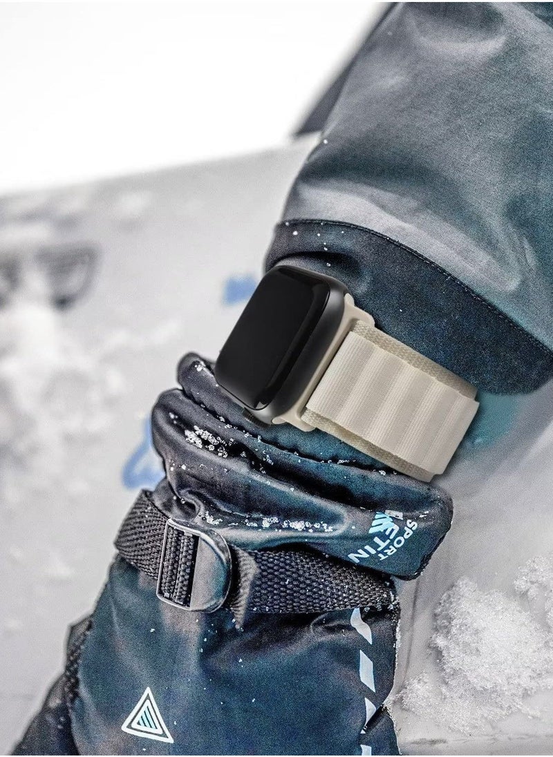 أحزمة أبل ووتش ألترا، للنساء والرجال، حلقتين من القماش المنسوج مع مشبك تيتانيوم G، حزام رياضي لسلسلة ساعة آي ووتش 8/7/6/5/4/3/2/1/SE، لون ضوء النجوم، 44/45/49 مم - Image 5