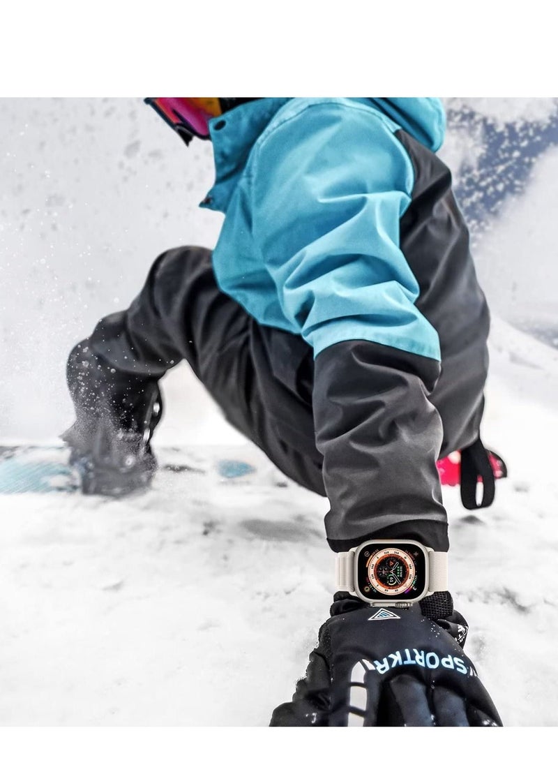 أحزمة أبل ووتش ألترا، للنساء والرجال، حلقتين من القماش المنسوج مع مشبك تيتانيوم G، حزام رياضي لسلسلة ساعة آي ووتش 8/7/6/5/4/3/2/1/SE، لون ضوء النجوم، 44/45/49 مم - Image 3