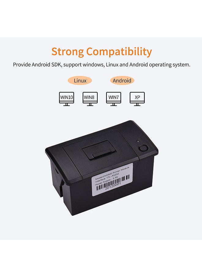 Embedded Thermal Receipt Printer 58MM Mini Printing Module Low Noise with USB/RS232/TTL Serial Port Support ESC/POS Commands for Weighing Apparatus Cash Register Self-Service Terminal