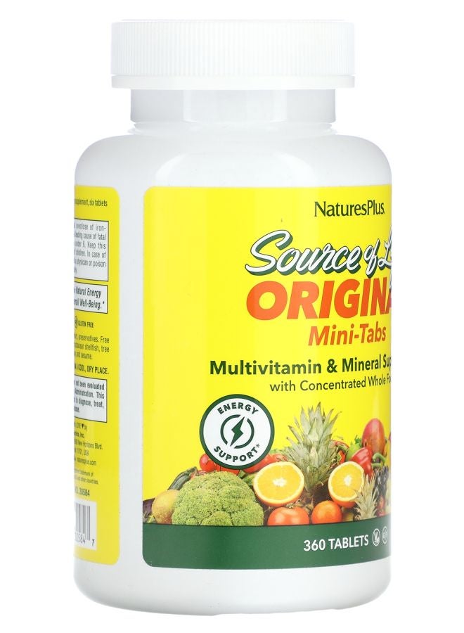 NaturesPlus Source of Life Original Mini-Tabs Multivitamin & Mineral Supplement 360 Tablets - Image 2