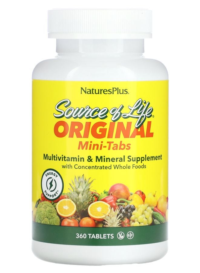 NaturesPlus Source of Life Original Mini-Tabs Multivitamin & Mineral Supplement 360 Tablets - Image 1
