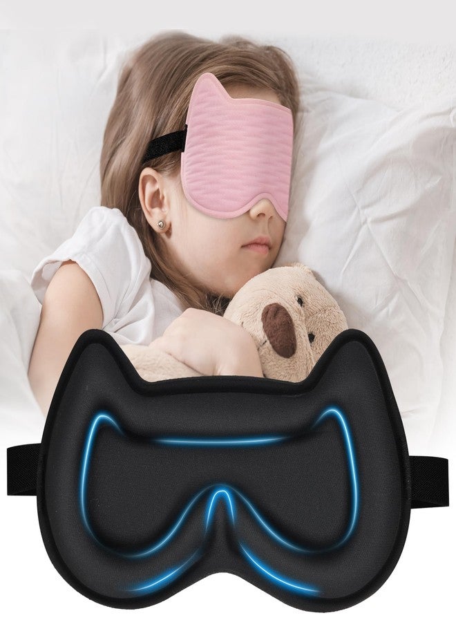 spacepower 3D Kids Sleep Eye Mask: 3D Contoured Cup Sleeping Masks, Blindfold Sleep Eye Cover with Adjustable Strap, Memory Foam Lightweight Night Eyeshade for Boys Girls Teens (Pink) - Image 1
