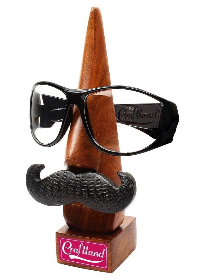 Craftland Pair of Wooden Nose Shaped Spectacle/spec Holder/Stand with Black Moustache and Doll - Image 2