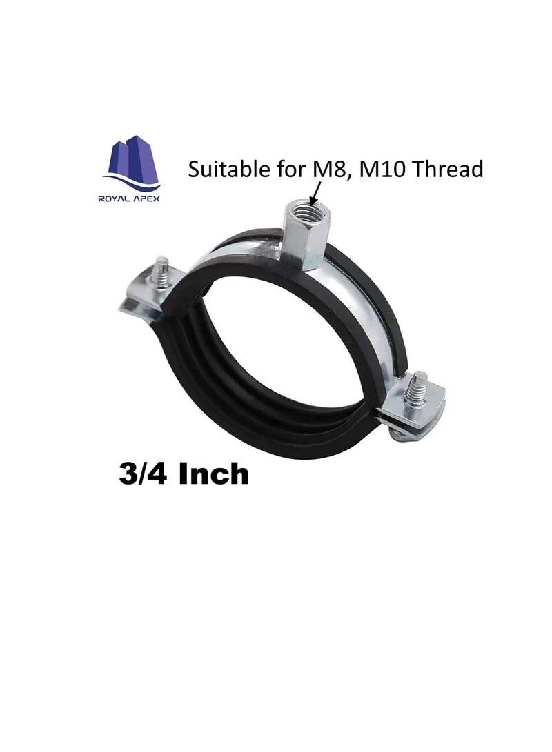 Heavy Duty Adjustable Two-screw Pipe Galvanized Iron (GI) Clamp with Rubber Lined or Unlined for Wall Ceiling Mount Pipe Supports, Split Ring Hanger (3/4 Inch, Pack of 10)  - Image 3