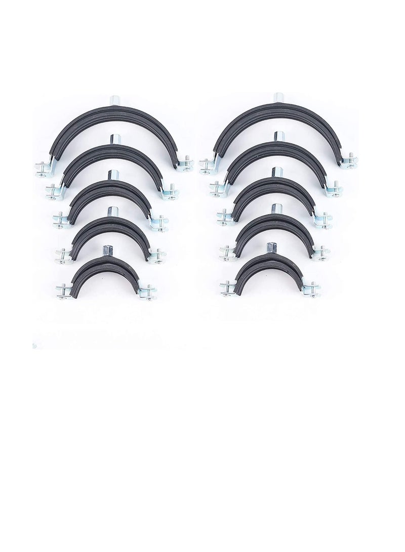 Heavy Duty Adjustable Two-screw Pipe Galvanized Iron (GI) Clamp with Rubber Lined or Unlined for Wall Ceiling Mount Pipe Supports, Split Ring Hanger (3/4 Inch, Pack of 10)  - Image 1