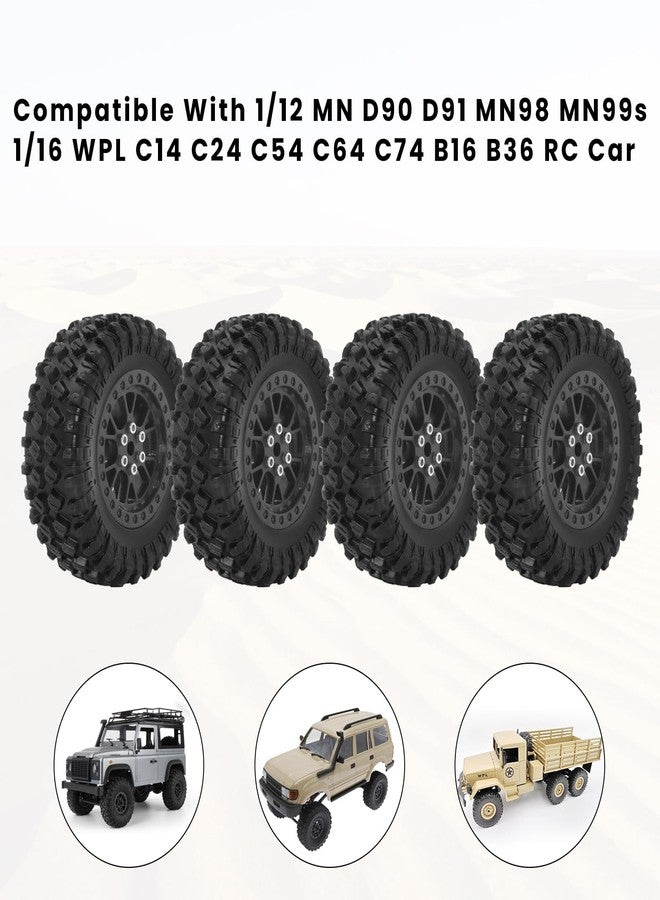 QOZAU RC Tires & Wheels Set, 70x25mm Soft Rubber Tires with Foam Inserts, 5mm HexPlastic Beadlock Rims for 1/12 MN D90/D91/MN98/MN99S & 1/16 WPL C14/C24/C54/C64/C74/B16/B36 (B;Black) - Image 2