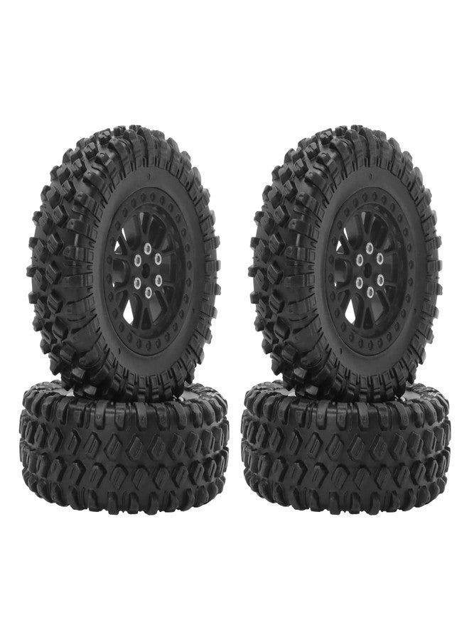 QOZAU RC Tires & Wheels Set, 70x25mm Soft Rubber Tires with Foam Inserts, 5mm HexPlastic Beadlock Rims for 1/12 MN D90/D91/MN98/MN99S & 1/16 WPL C14/C24/C54/C64/C74/B16/B36 (B;Black) - Image 1