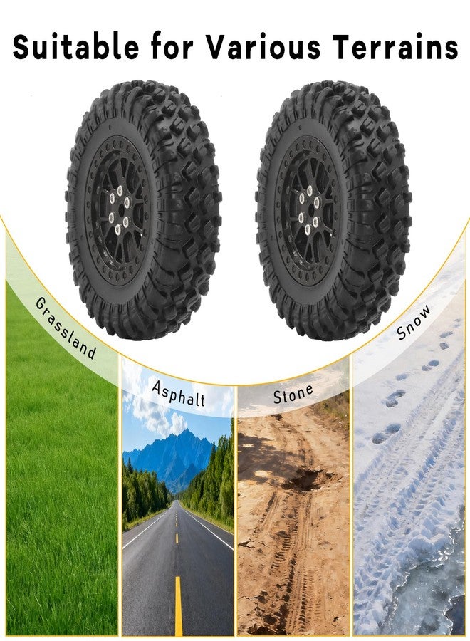 QOZAU RC Tires & Wheels Set, 70x25mm Soft Rubber Tires with Foam Inserts, 5mm HexPlastic Beadlock Rims for 1/12 MN D90/D91/MN98/MN99S & 1/16 WPL C14/C24/C54/C64/C74/B16/B36 (B;Black) - Image 5