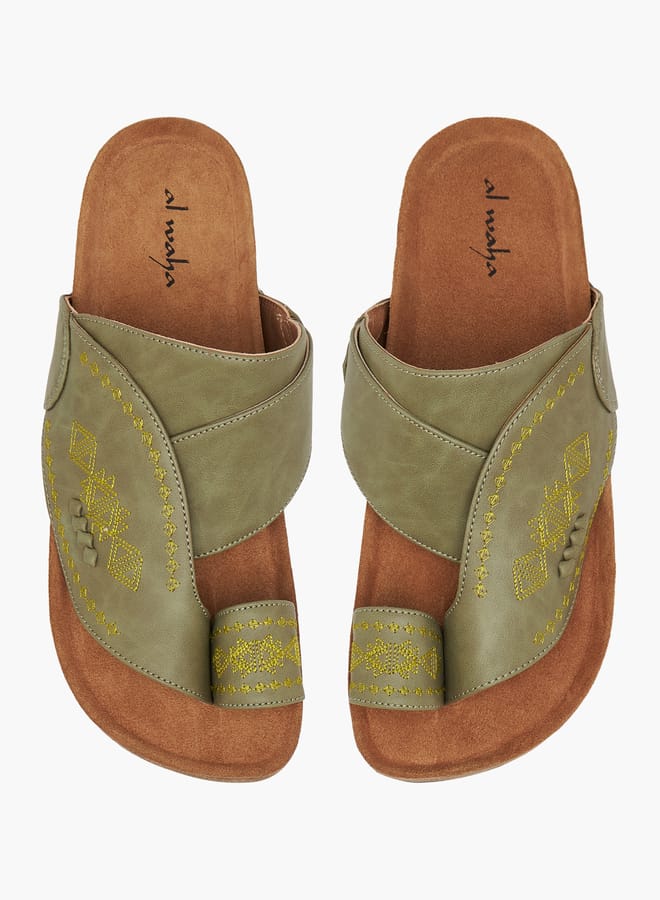 Al Waha Boys Embroidered Slip-On Arabic Sandals - Image 1